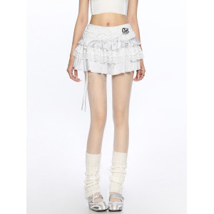 法式蕾絲邊蛋糕裙半身裙女夏季芭蕾風a字顯瘦蓬蓬裙短裙