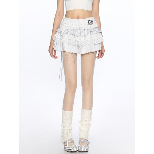 法式蕾絲邊蛋糕裙半身裙女夏季芭蕾風a字顯瘦蓬蓬裙短裙