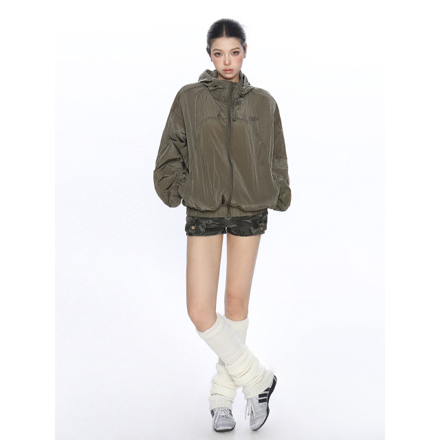 美式設計感連帽薄款透氣防曬衣女夏季戶外防風工裝外套潮