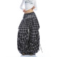 美式字母刺繡格子屁簾彎刀闊腿褲女休閑百搭闊腿拖地長褲