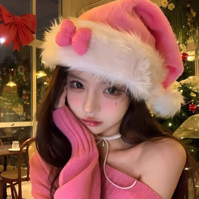 𝚃𝚆𝙴𝙽𝚃𝚈｜粉色 蝴蝶结 圣诞帽 节日 穿搭 装扮 拍照 头饰 甜美 少女心 圣诞帽 氛围 感